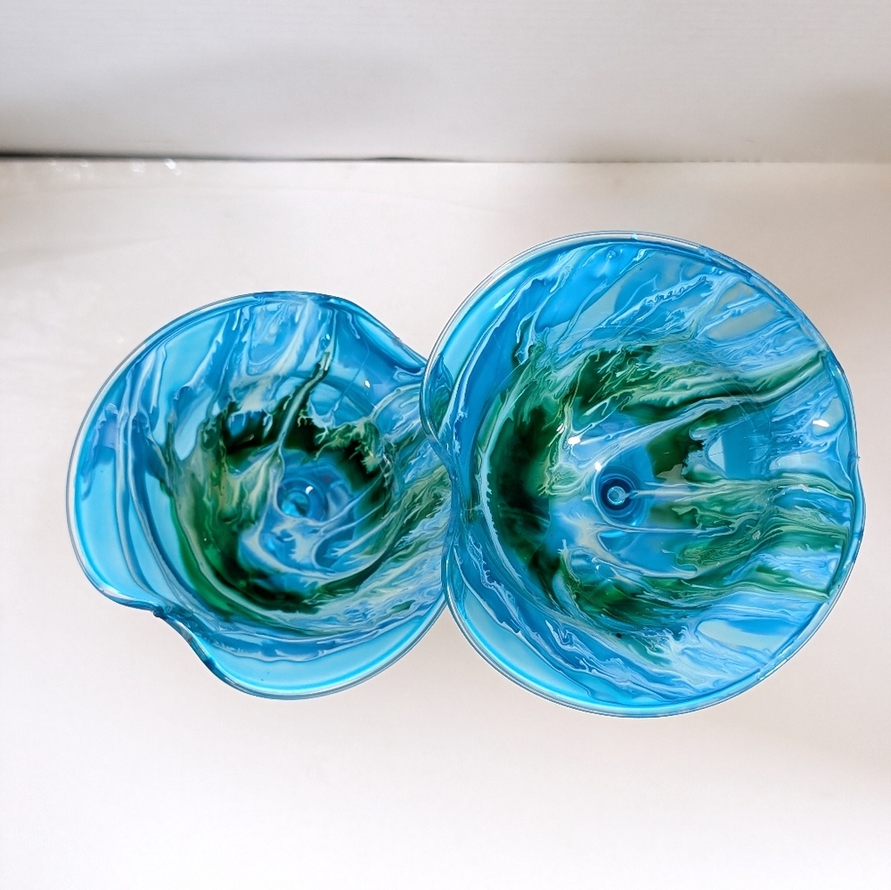 Vintage Hand Blown Glass Flame Glow by Penco Pair of 2 Candlesticks - Picture 3 of 8